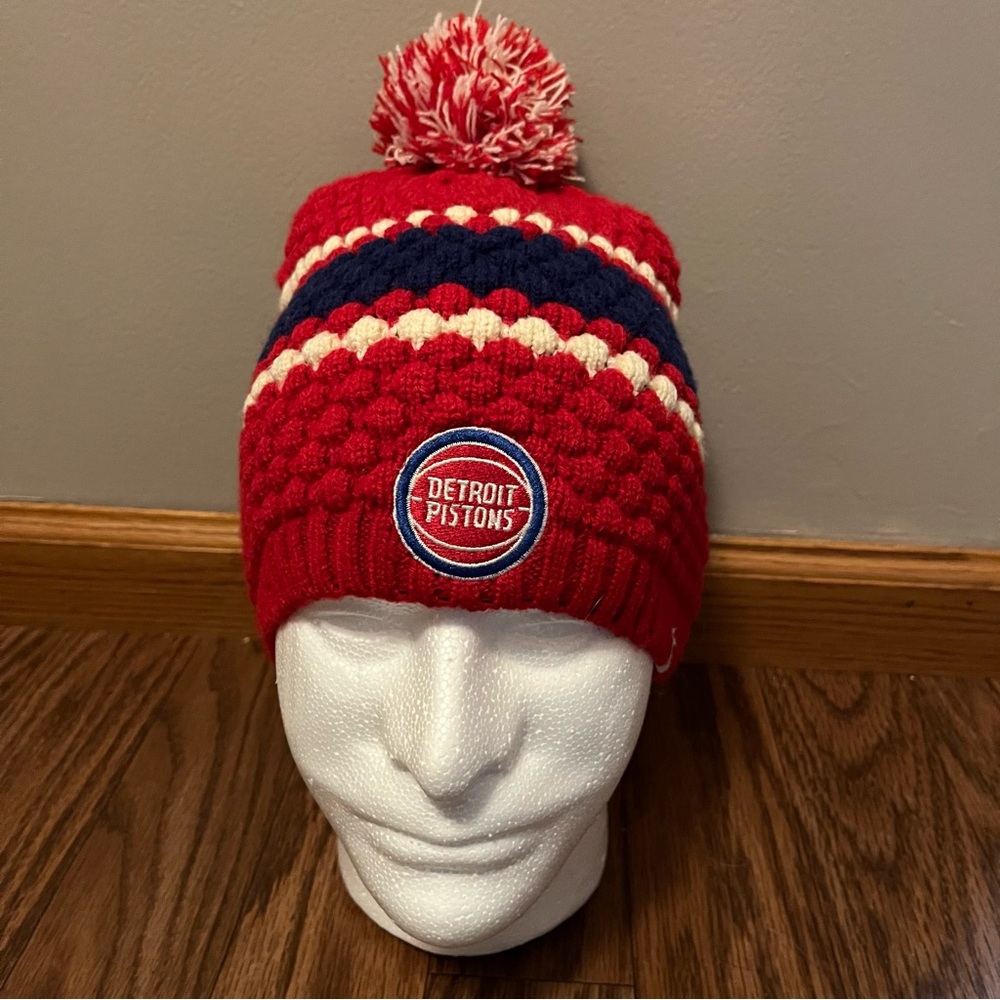 Detroit Pistons 47 Brand Winter Knit Pompom Hat Womens Basketball